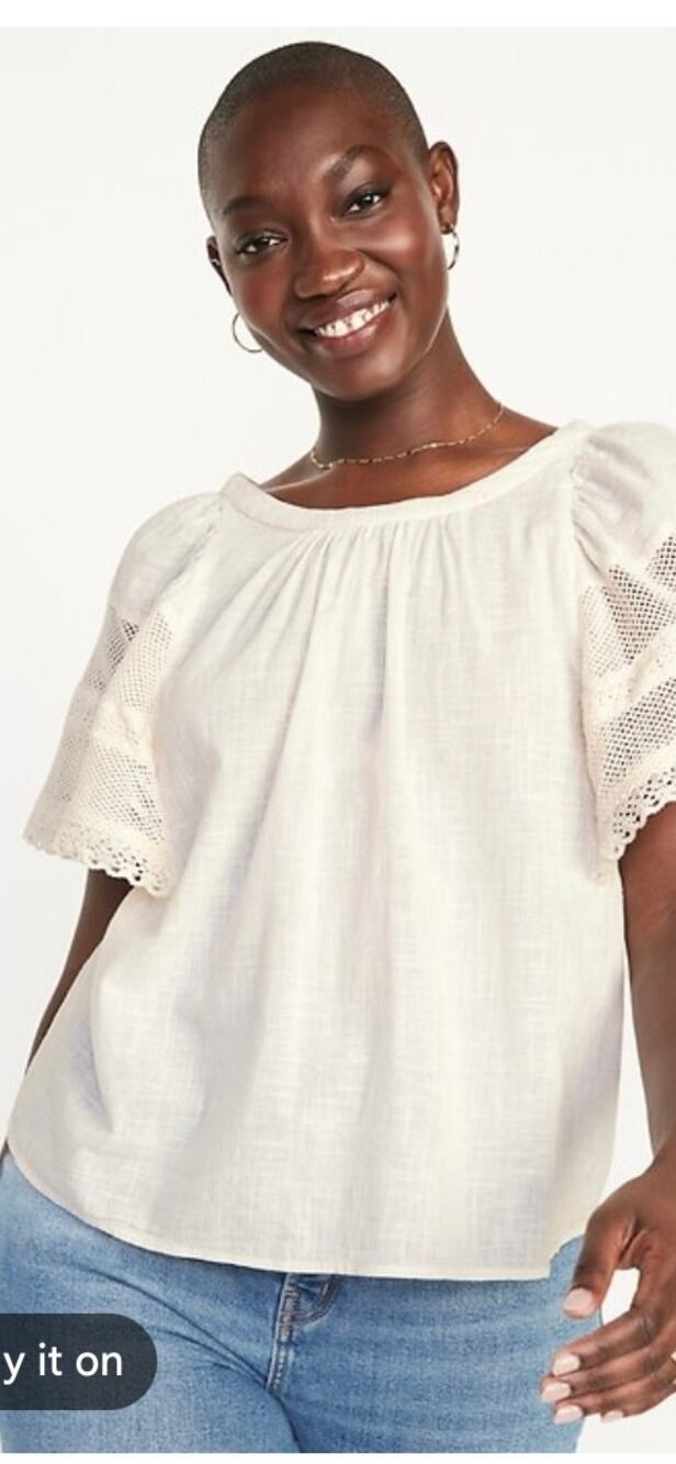 Old Navy Gap Swing V shaped Back Flutter Lace Crochet Sleeves White Size XS
